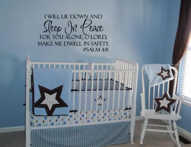 Sleep In Peace Psalm 4:8 Bible Verse Lettering Vinyl Wall Decal Decor Sticker
