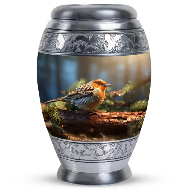 Urns For Ashes Adult Puffy Sparrow On A Tree Branch (10 Inch) Large Urn