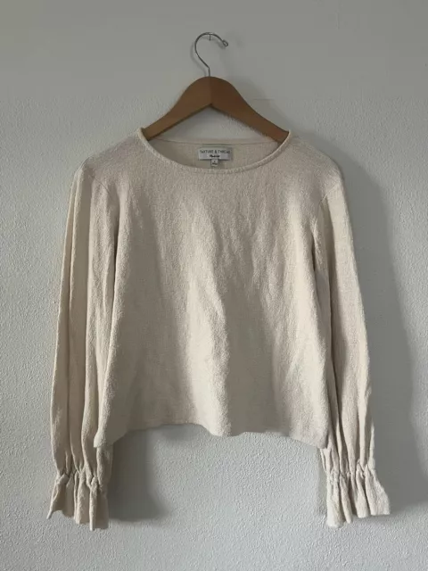 Madewell Texture And Thread Cream Pullover Top Size S