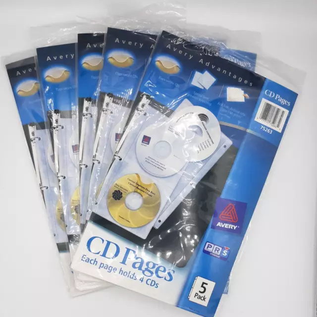 Lot of 5 Avery 75263 CD Organizer Album Sheets/Pages for 3-Ring Binder 5/pack