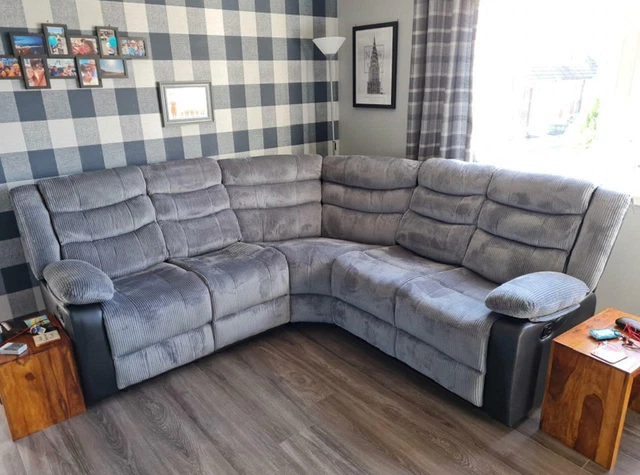FABRIC RECLINING CORNER Sofa Rio With Cinema Cup Holders Cord