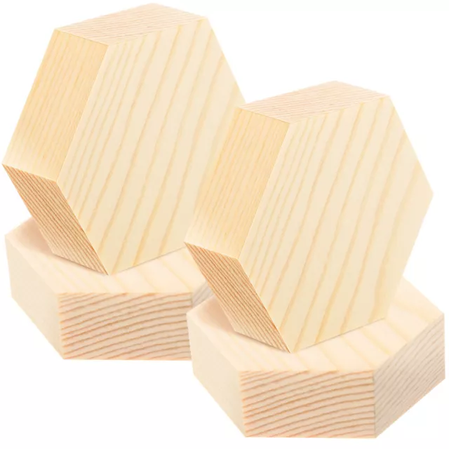 4 piezas adornos de madera de pino hexagonales virutas de pino madera