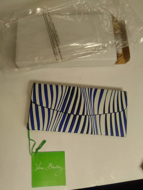 Nuevo Vera Bradley Azul Rayas Plegable Vidrio Solar Estuche imán pestillo forma varilla