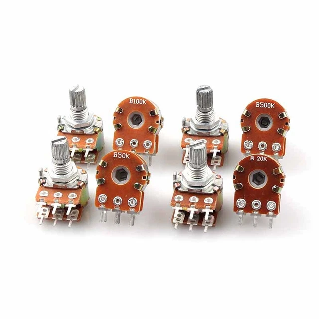 B1K to B500K Resistance WH148 Double Potentiometer 6Pin Handle Length 15MM Shaft