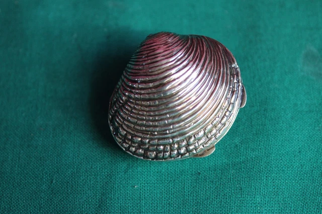 L68-Portapastiglia Cozza  Argento 800 -Vongola Mare Medicina Regalo Silver