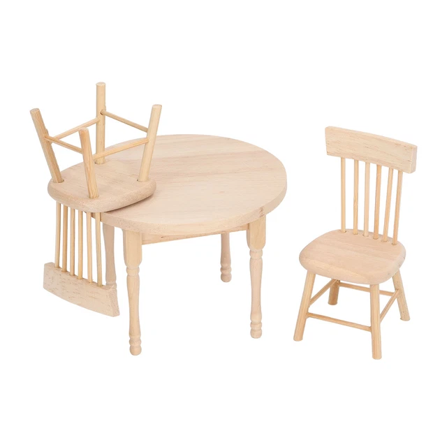 FTD Dollhouse Dining Set 1:12 Scale Retro Design Doll House Miniature Round Tabl