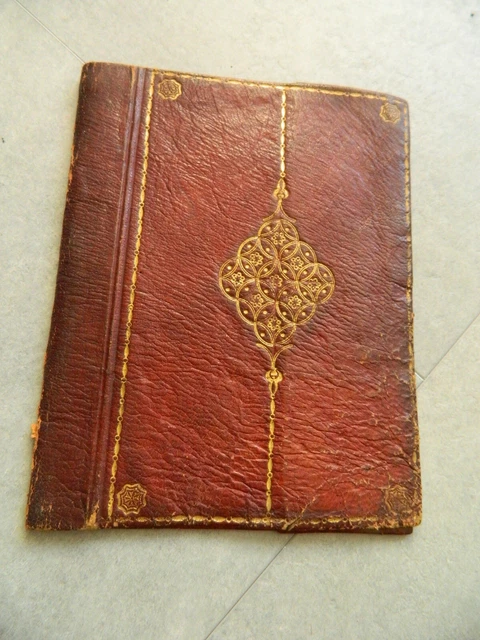 1700'S Antique Tooled Embossed Leather Book Bible Cover 24 K Gold