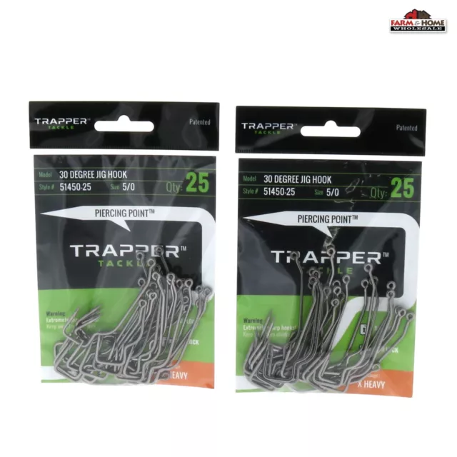 50pc Trapper Tackle 30 Degree Jig Fishing Hooks 5/0 ~ New