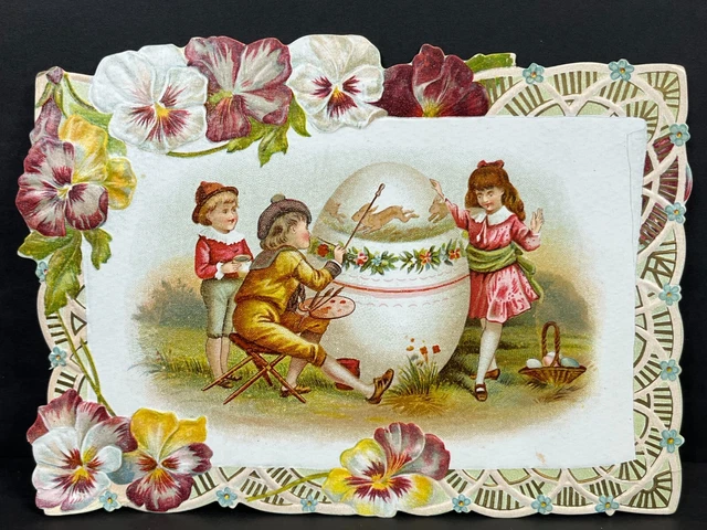 Victorian Diecut Easter Egg Trade Card Henrich Philadelphia Shoe Store Allentown