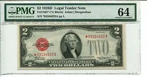 FR 1505* STAR 1928D $2 Legal Tender Note PMG 64 CHOICE UNCIRCULATED
