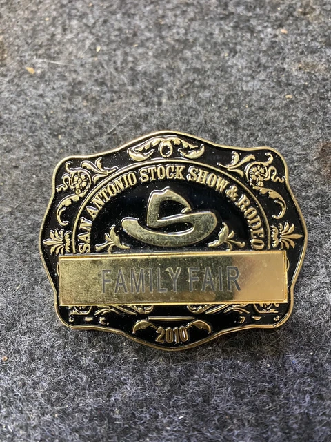 2010 San Antonio Stock Show & Rodeo "Family Fair" Black and Gold Badge Pin
