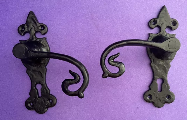 Exterior Shutter Pair Black Iron Brackets Spring Holdback Opened But Never Used