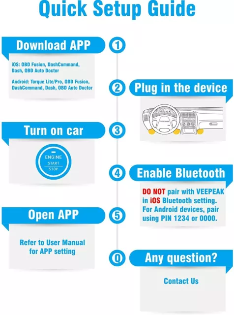 Veepeak Bluetooth 4.0 oder höher (BLE) OBD II Diagnosegerät, für iOS UND Android 3