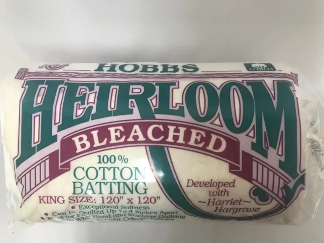 3 xHobbs Heirloom Bleached 100% Cotton Batting King Size 120" x 120" BARGAIN
