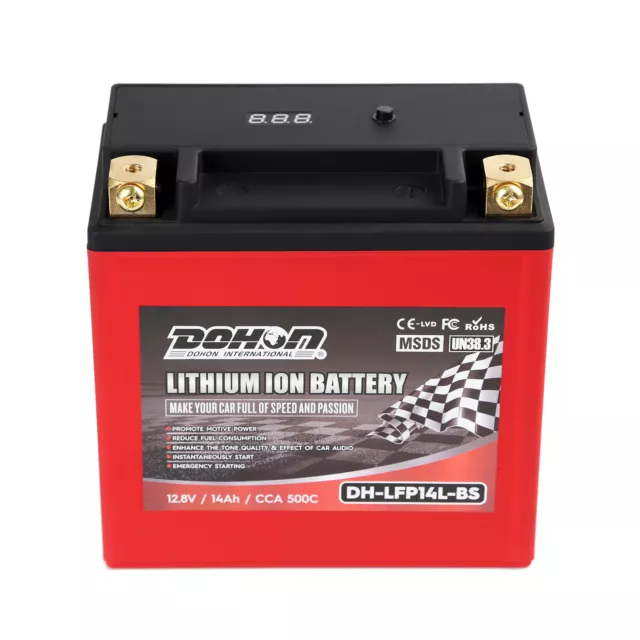 14L-BS Lithium Iron Motorcycle Battery Replace Yuasa YTX14L-BS Lightweight