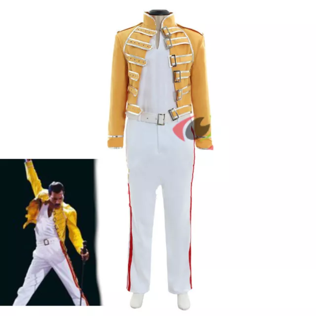 Queen Lead Vocals Freddie Mercury Cosplay costume queen band yellow outfit