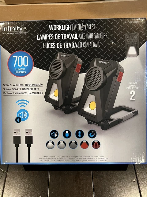 Luz de trabajo Infinity X1 con altavoz Bluetooth 2 piezas inclinables base magnética