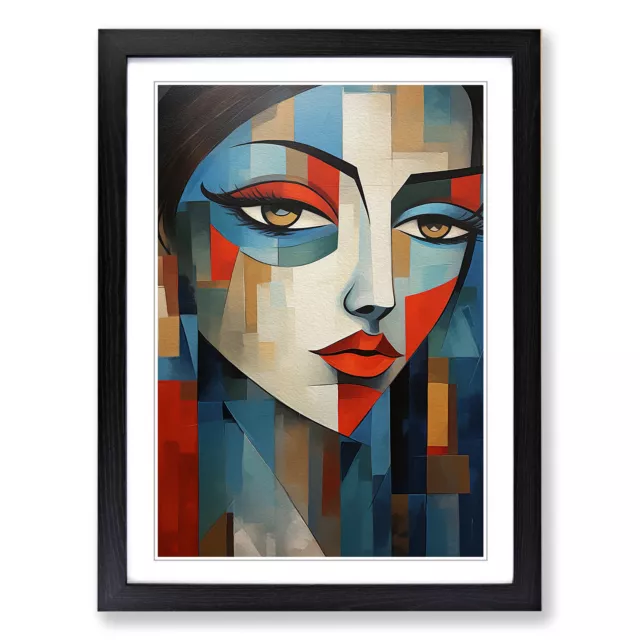 Indian Woman Cubism No.2 Wall Art Print Framed Canvas Picture Poster Decor