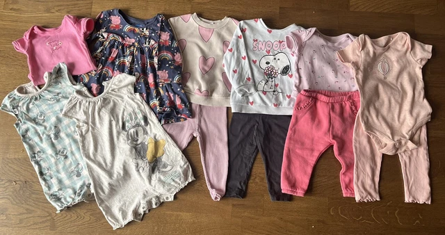 Baby Girls Clothes Bundle 6-9 Months x12 Inc Zara Peppa Pig Snoopy Minnie Mouse
