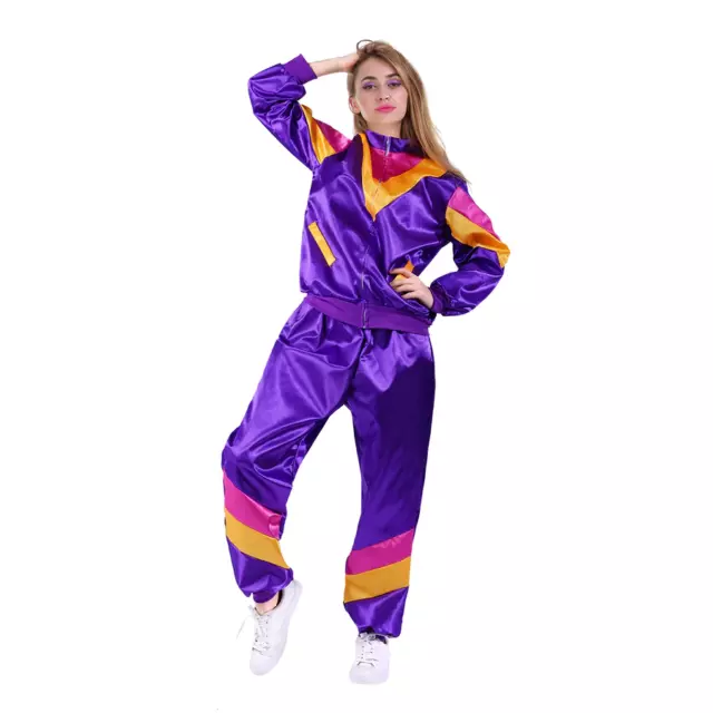 80s Purple Tracksuit Lets Get Physical Disco Neon Ladies Costume