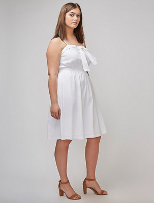 Lane Bryant Tie Front Fit & Flare Dress Plus 16 18 20 22 26 White 1x 2x 3x 4x