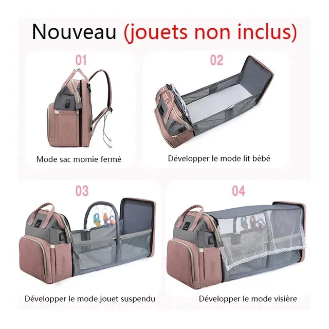 sac à dos de couche, sacs de couches pour bébé multifonction grande  capacité avec changement de poste sac pour bébé pour garçon fille voyage