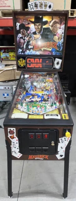 Maverick Sega LEDs Free Ship Pinball Machine 1994 Mel Gibson Western Cowboy