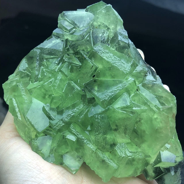 287g Transparent Bright Green Cube Fluorite Crystal Cluster Mineral Specimen
