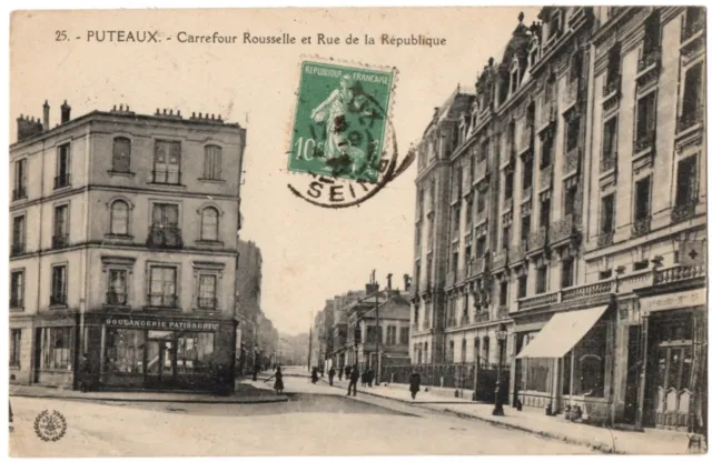 CPA 92 - PUTEAUX (Hauts de Seine)  Carrefour Rousselle et rue de la République