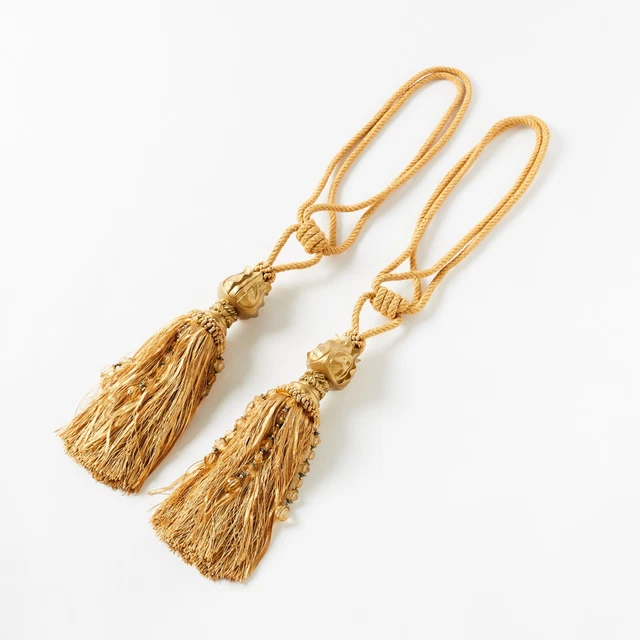 2 Pack Curtain Tie Rope Holdbacks, Tiebacks Tassels Home Window Drapery, Wooden