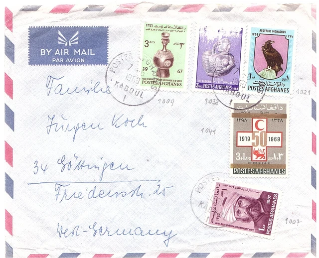 Afghanistan 1969 LP-MiF-BU Nrn. 1007, 1009, 1021, 1038 + 1041  Kabul / Göttingen