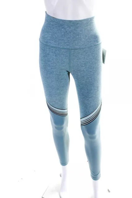 Beyond Yoga Womens Sheer Mesh Stripe Athletic Leggings Pants Blue Size XL