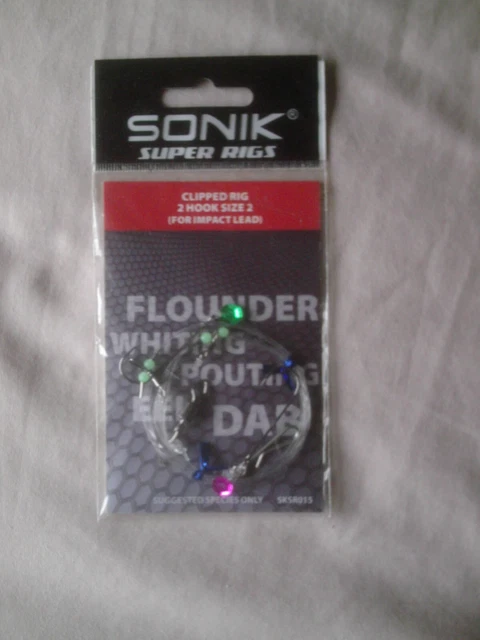 NEW SONIK SUPER RIGS READY TIED CLIPPED RIG 2 HOOK SIZE 2 for impact ...