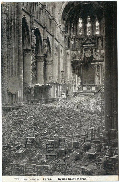 Ww1 // Cpa / Military War // Ypres Church Saint Martin