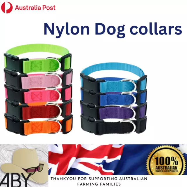 9 Colour pet puppy dog adjustable nylon collars personalised on request