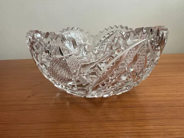 Vintage ABP American Brilliant Period Cut Crystal Fruit Bowl, 8" Dia x 4" High