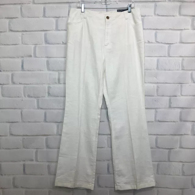 NWOT Lands End Ivory Linen Cotton Pants Size 14