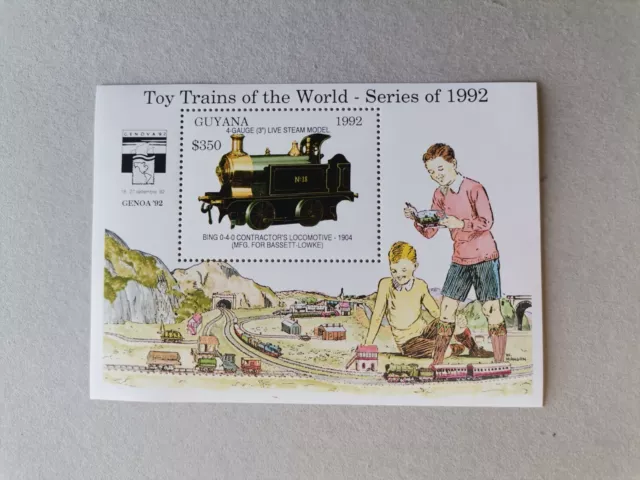 Sellos de Guyana. Hojita nueva. MNH. Trenes