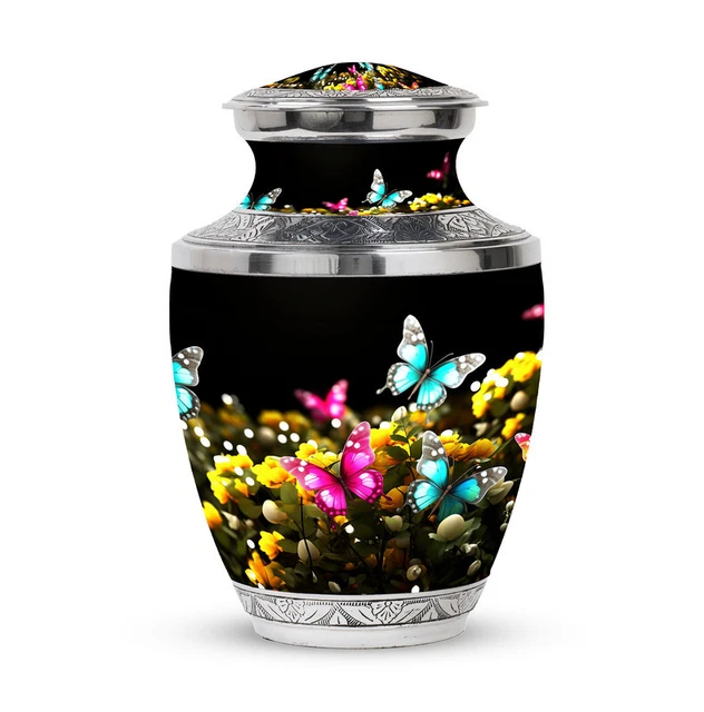 Human Remain Urns Colorfull Butterflies On A Magical Meadow (3 Inch) Pack Of 1