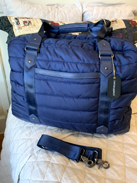 Excellent--CYNTHIA ROWLEY WEEKENDER TOTE NAVY BLUE QUILTED PUFFER--LUGGAGE