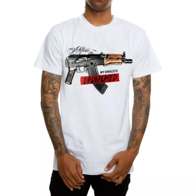 Mafioso Homme Draco Manche Courte T Shirt Blanc Vêtements Apparel Tatouage Crâne