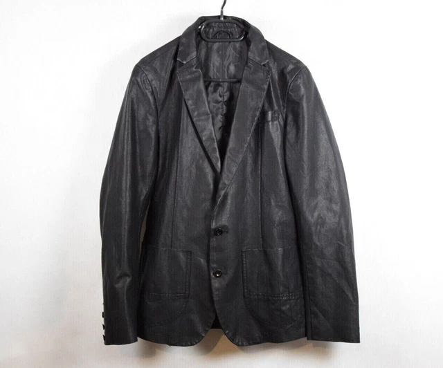 DIESEL men's BLACK BLAZER JACKET | size M Wax glossy | Cotton Carbon Toluene