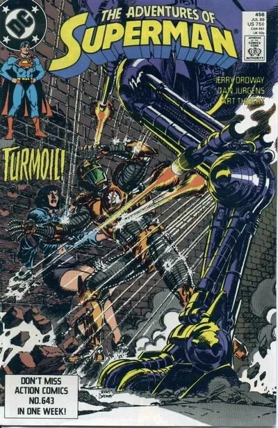 ADVENTURES OF SUPERMAN #456 F/VF, Direct DC Comics 1989 Stock Image