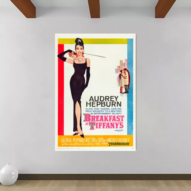 Audrey Hepburn - Breakfast at Tiffany's Movie Art - Canvas Rolled Wall Art Print