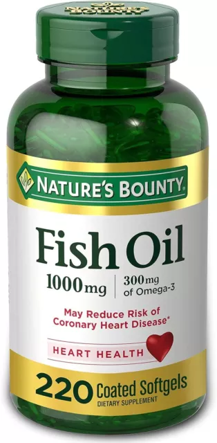Nature's Bounty Fish Oil 1000 mg Coated Softgels, 220 Count