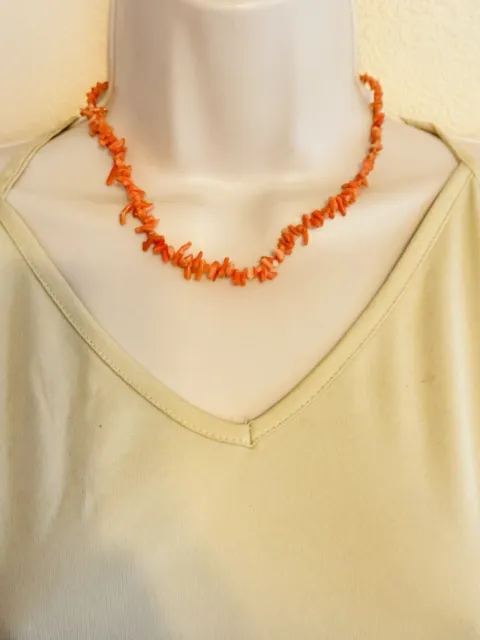VTG Pink Coral Natural Necklace Branch Authentic Genuine Collar Beaded Rare Real