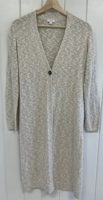 Pure J Jill Cardigan Sweater Long Duster Size XS Tan Beige Button Excellent