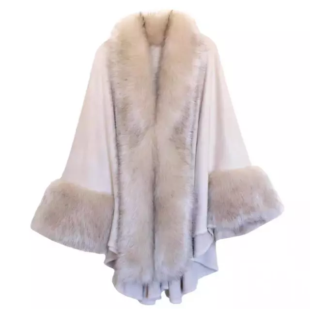 Womens Poncho Shawl Cape Jumper Faux Fur- One Size Fits All - Winter Clothing