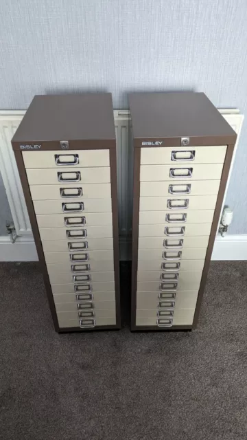 One Of Two Bisley 15 drawer filing cabinet used *Item Two For Sale*