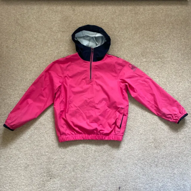 Decathlon Tribord Girls Waterproof Hooded Jacket Pink Blue Age 10 VGC